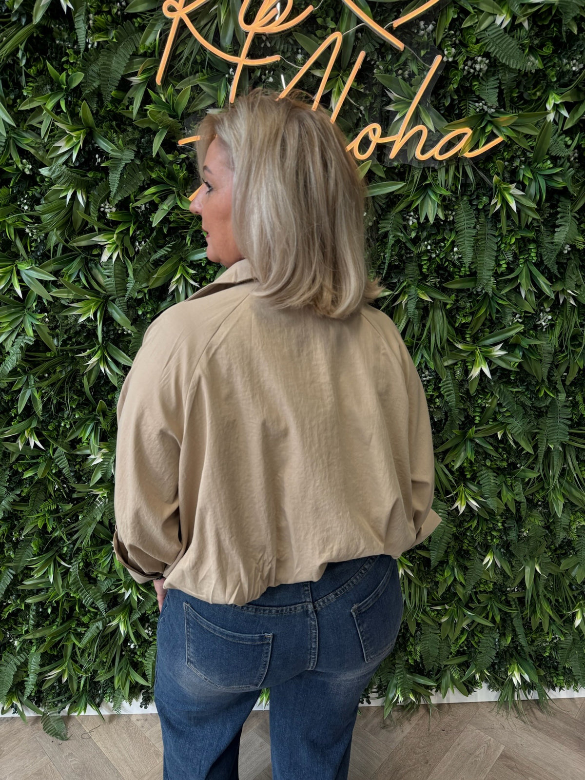Cropped blouse met wijde mouwen camel