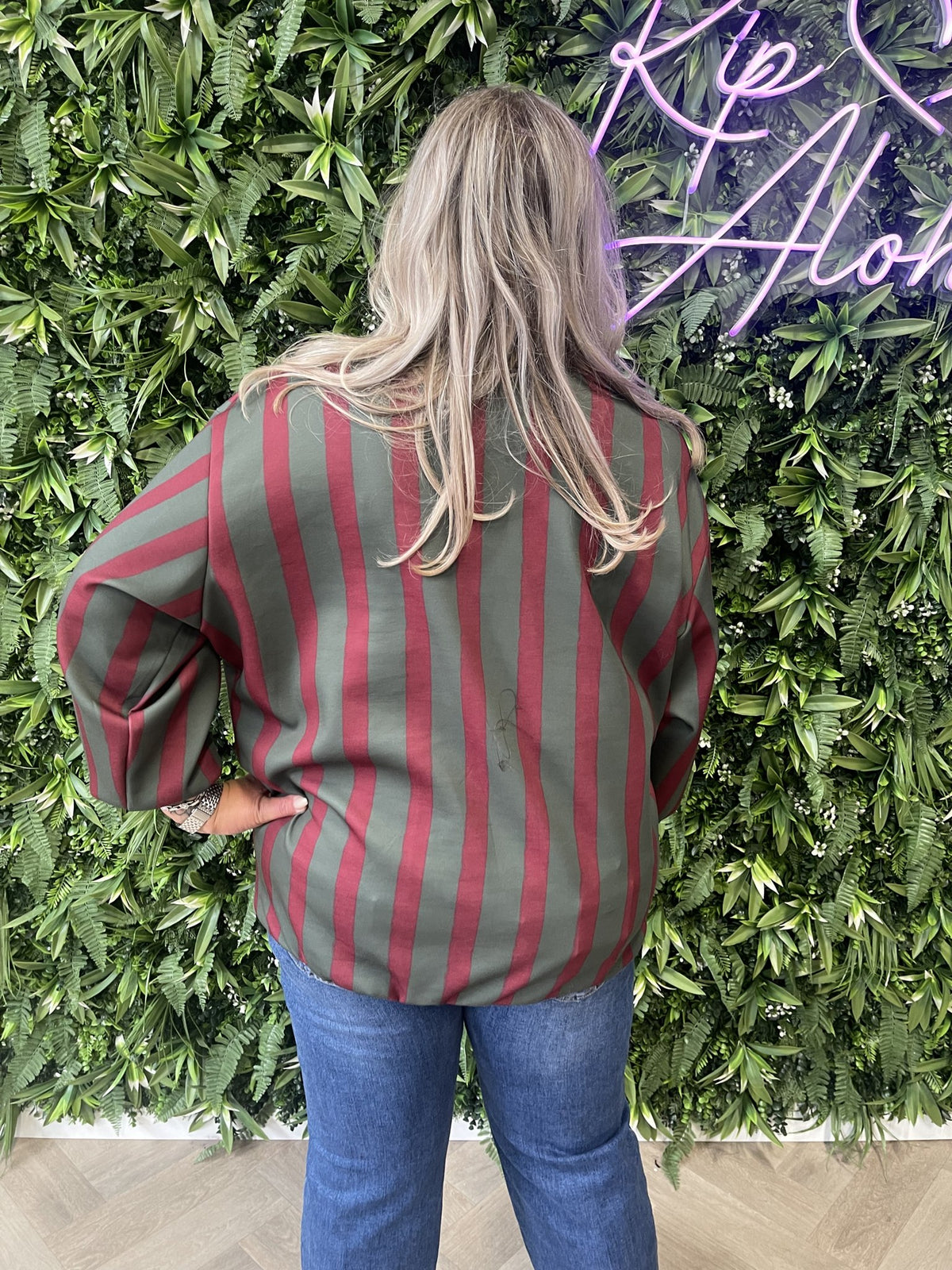 Gestreepte sweater malibu donkergroen/bordeaux