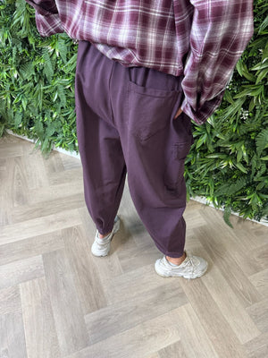 Cargo broek aubergine
