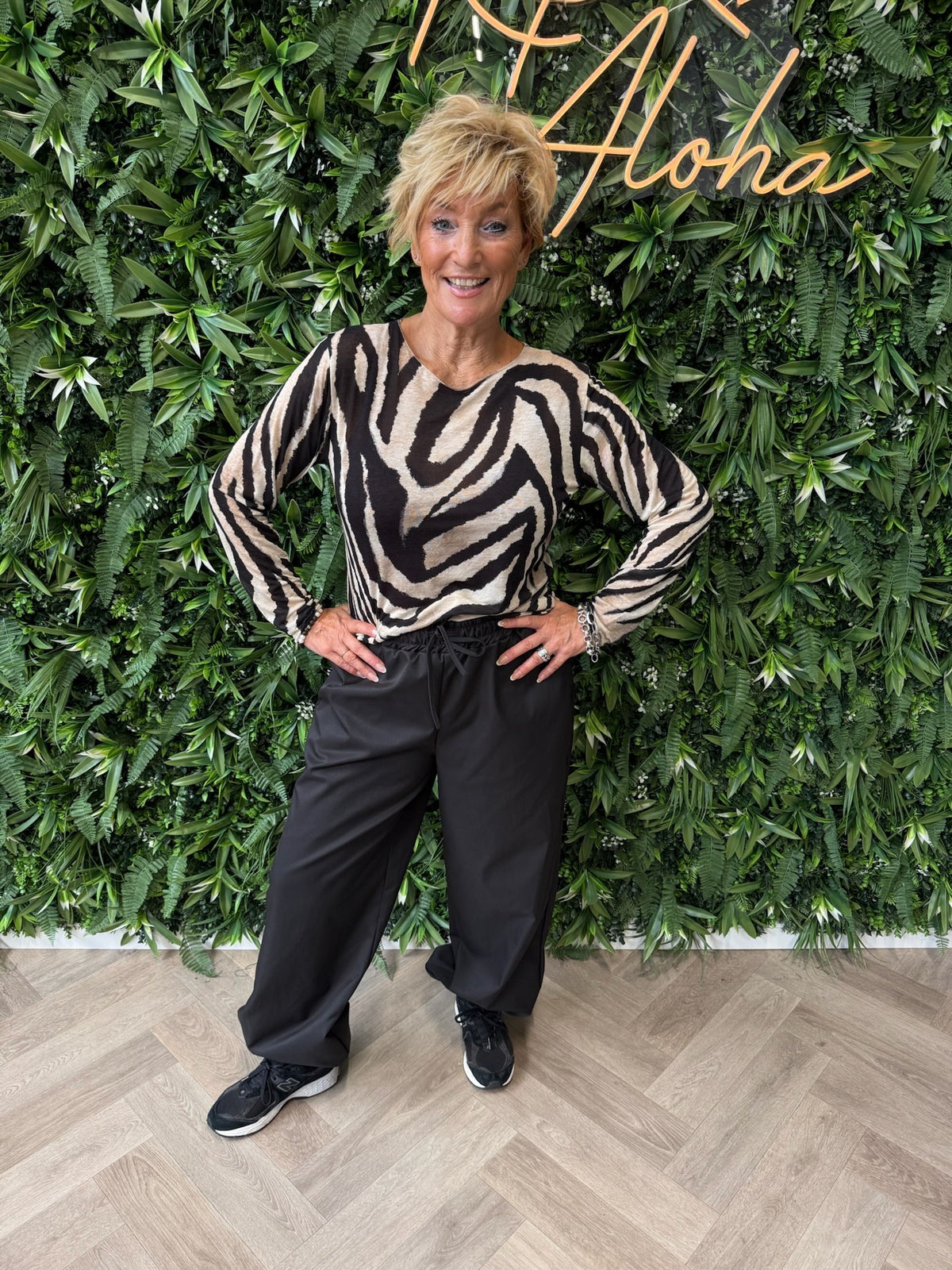 Top zebra print zwart