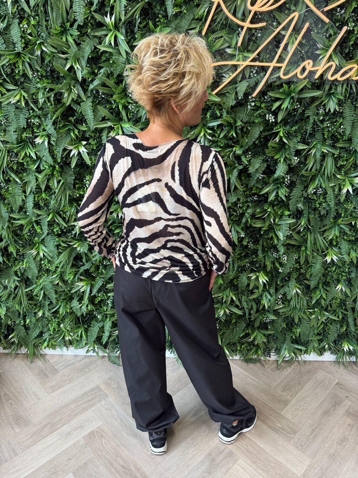 Top zebra print zwart