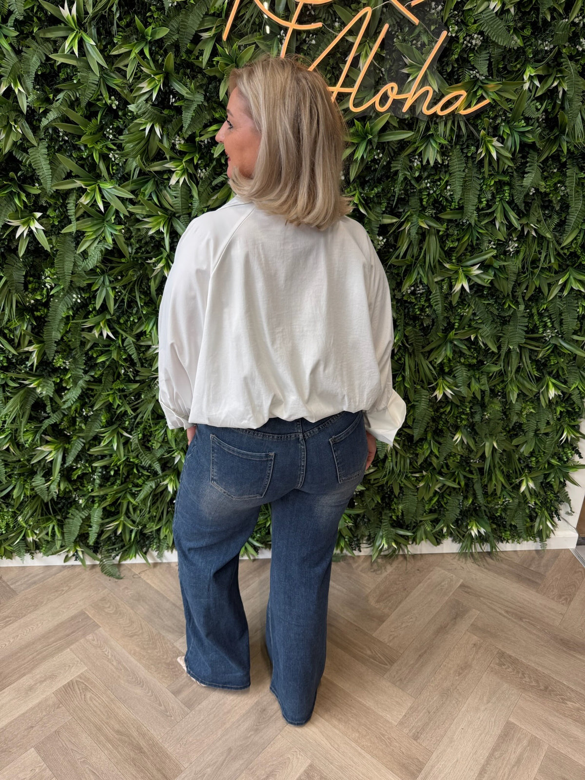 Cropped blouse met wijde mouwen wit