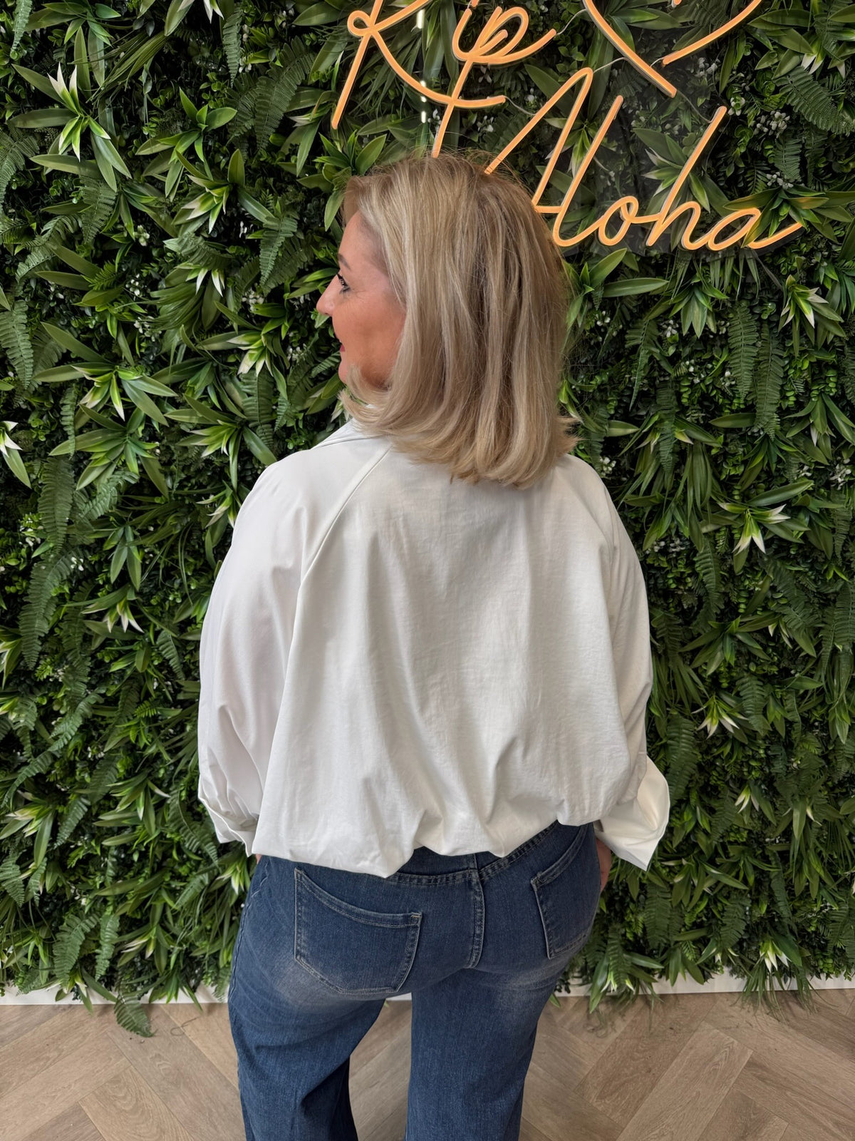 Cropped blouse met wijde mouwen wit