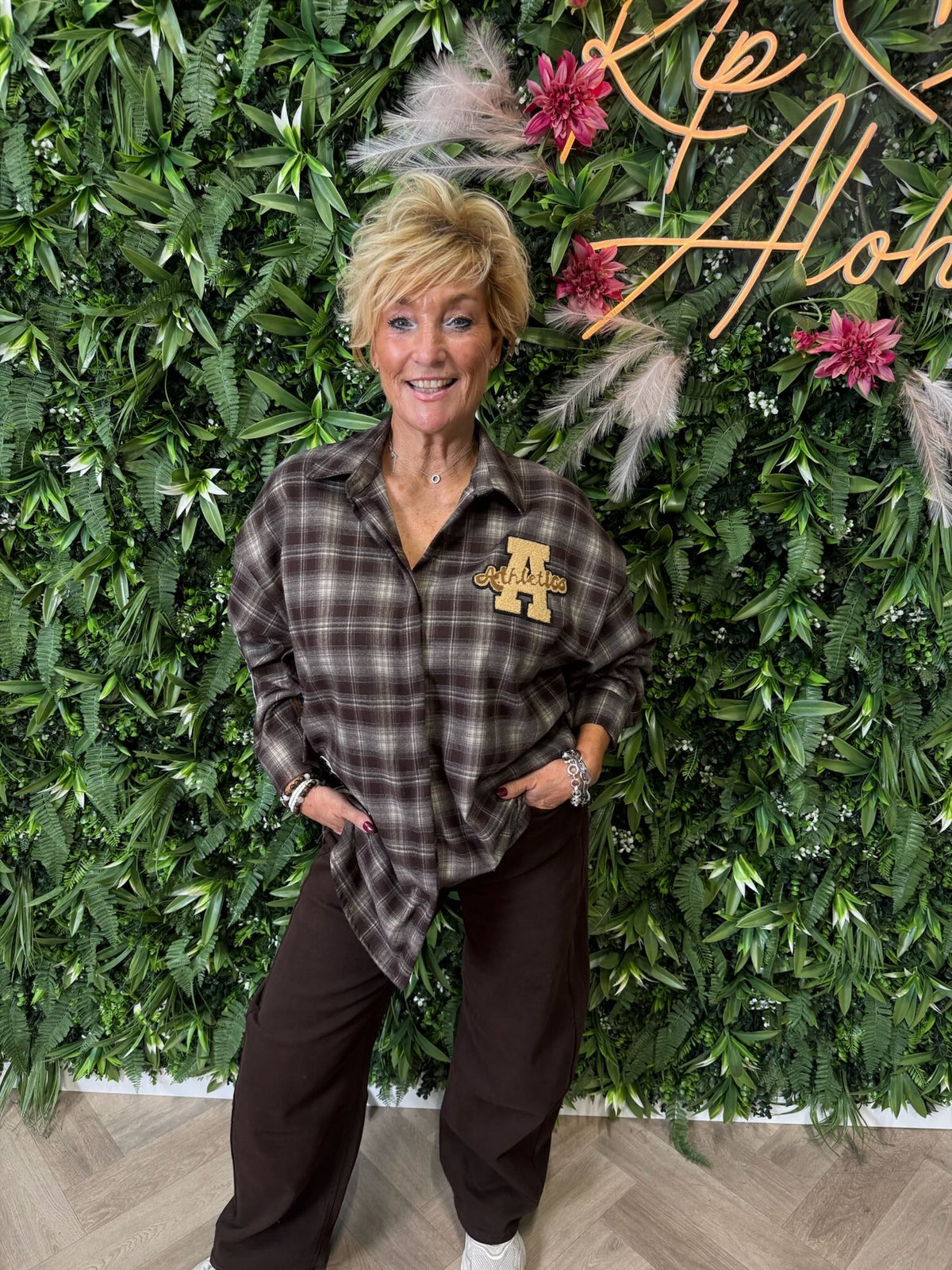 Houthakkers blouse teddy applicaties donkerbruin