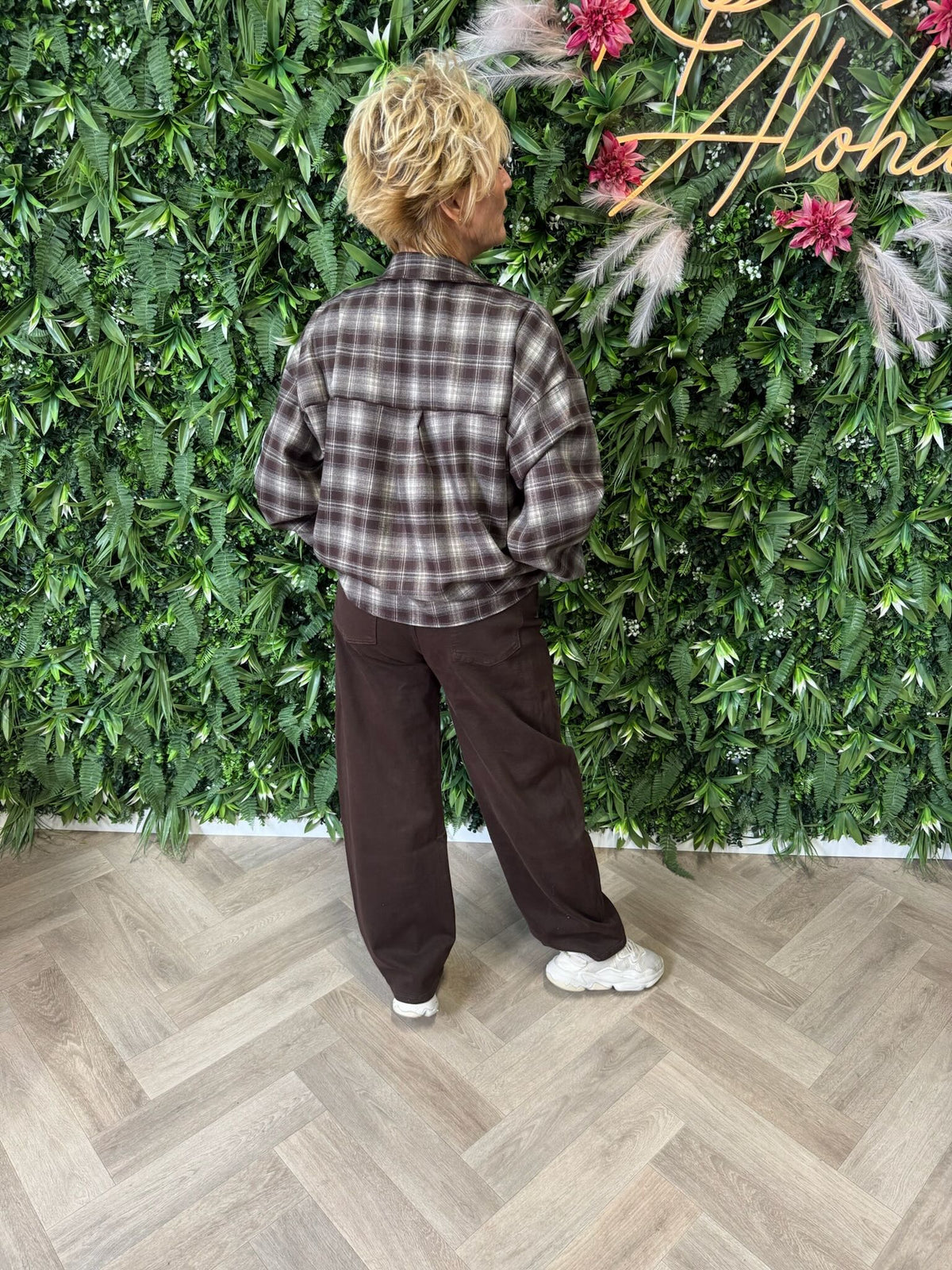 Houthakkers blouse teddy applicaties donkerbruin