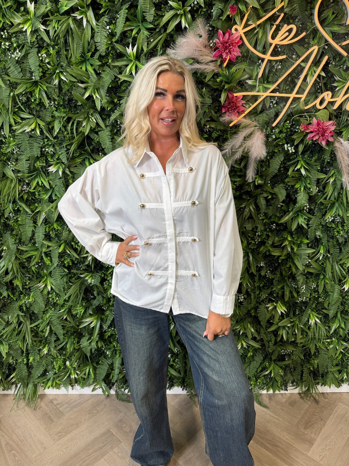 Blouse met sierknopen wit