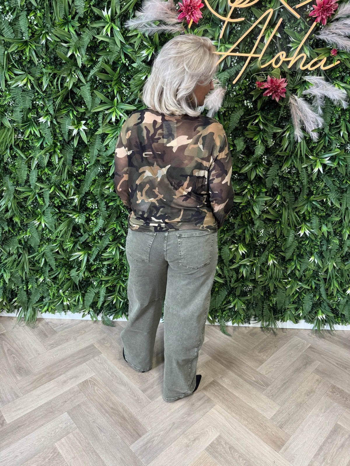 Mesh top army met col legergroen