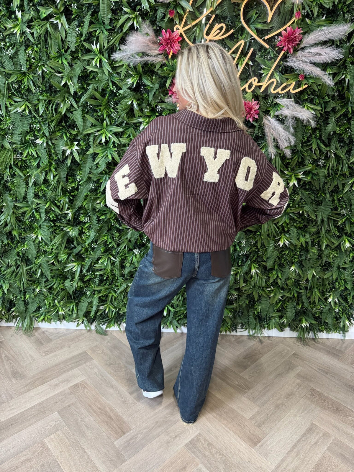 Blouse gestreept New York donkerbruin