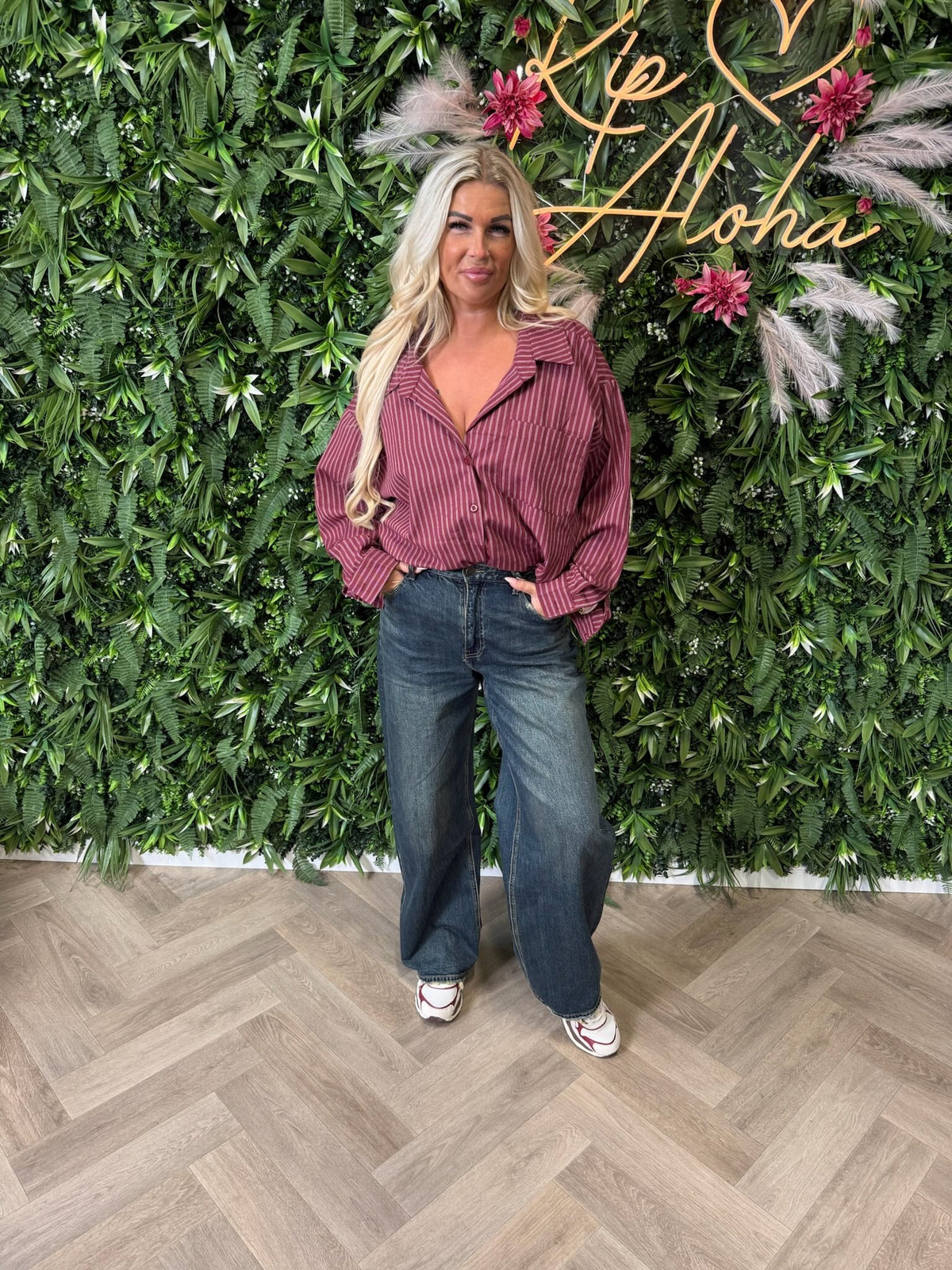 Blouse gestreept New York bordeaux