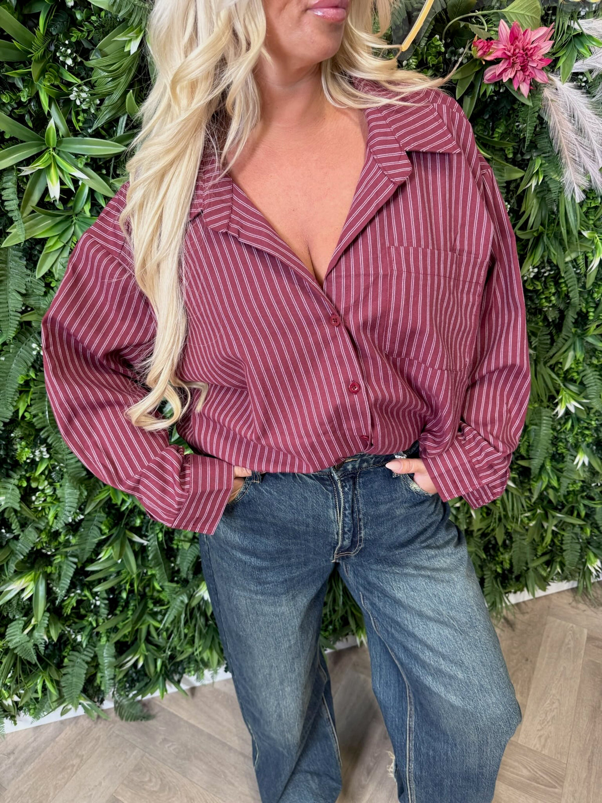 Blouse gestreept New York bordeaux