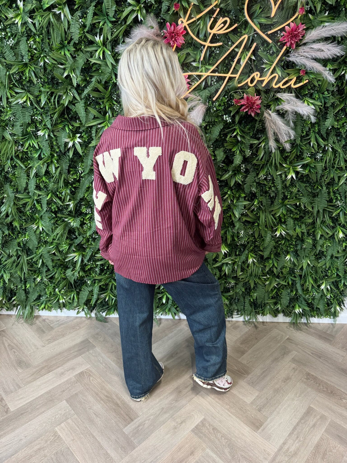 Blouse gestreept New York bordeaux