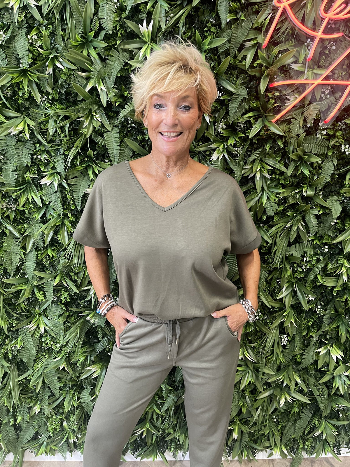 Tweedelig jogger set uni legergroen