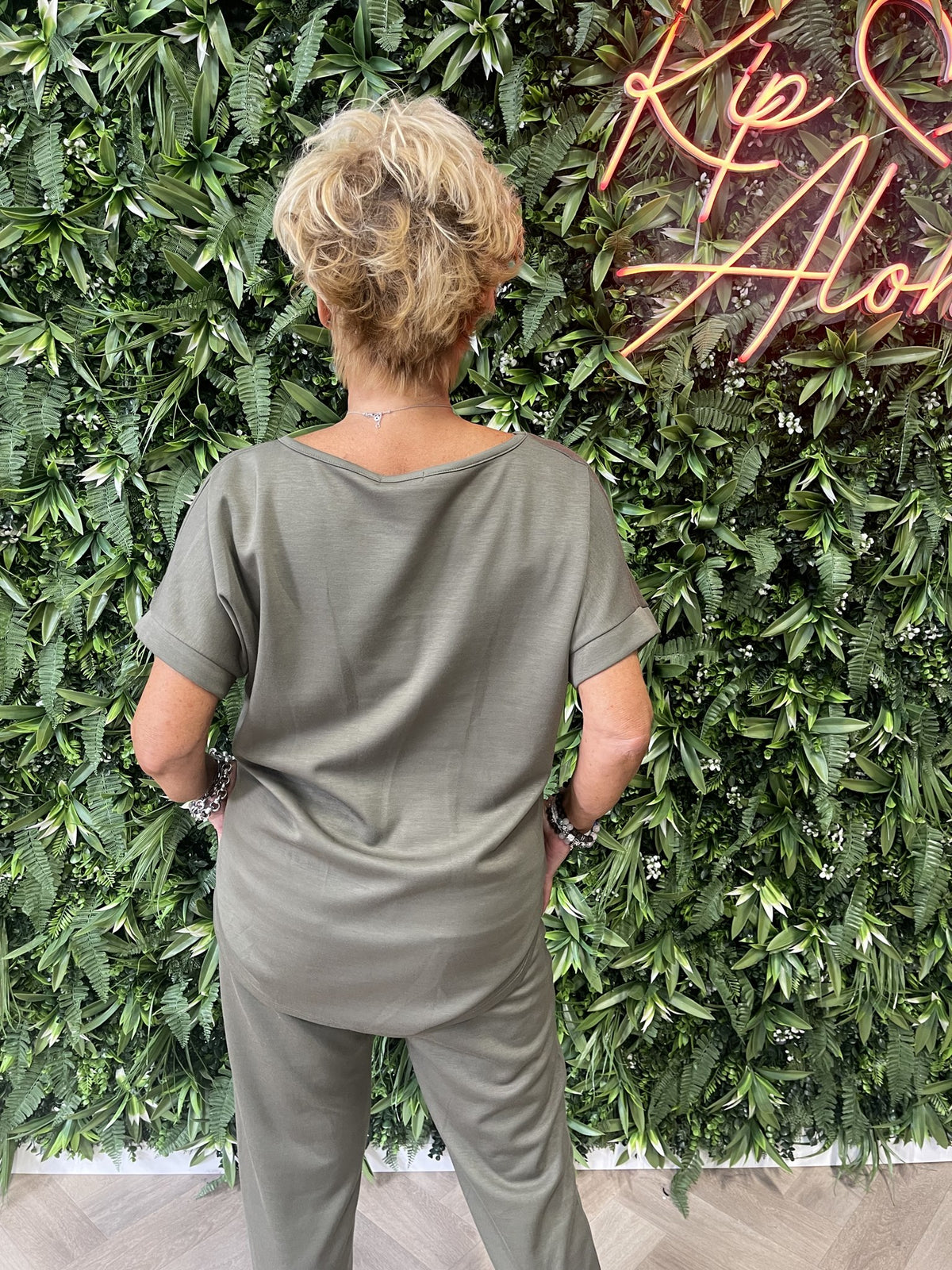 Tweedelig jogger set uni legergroen