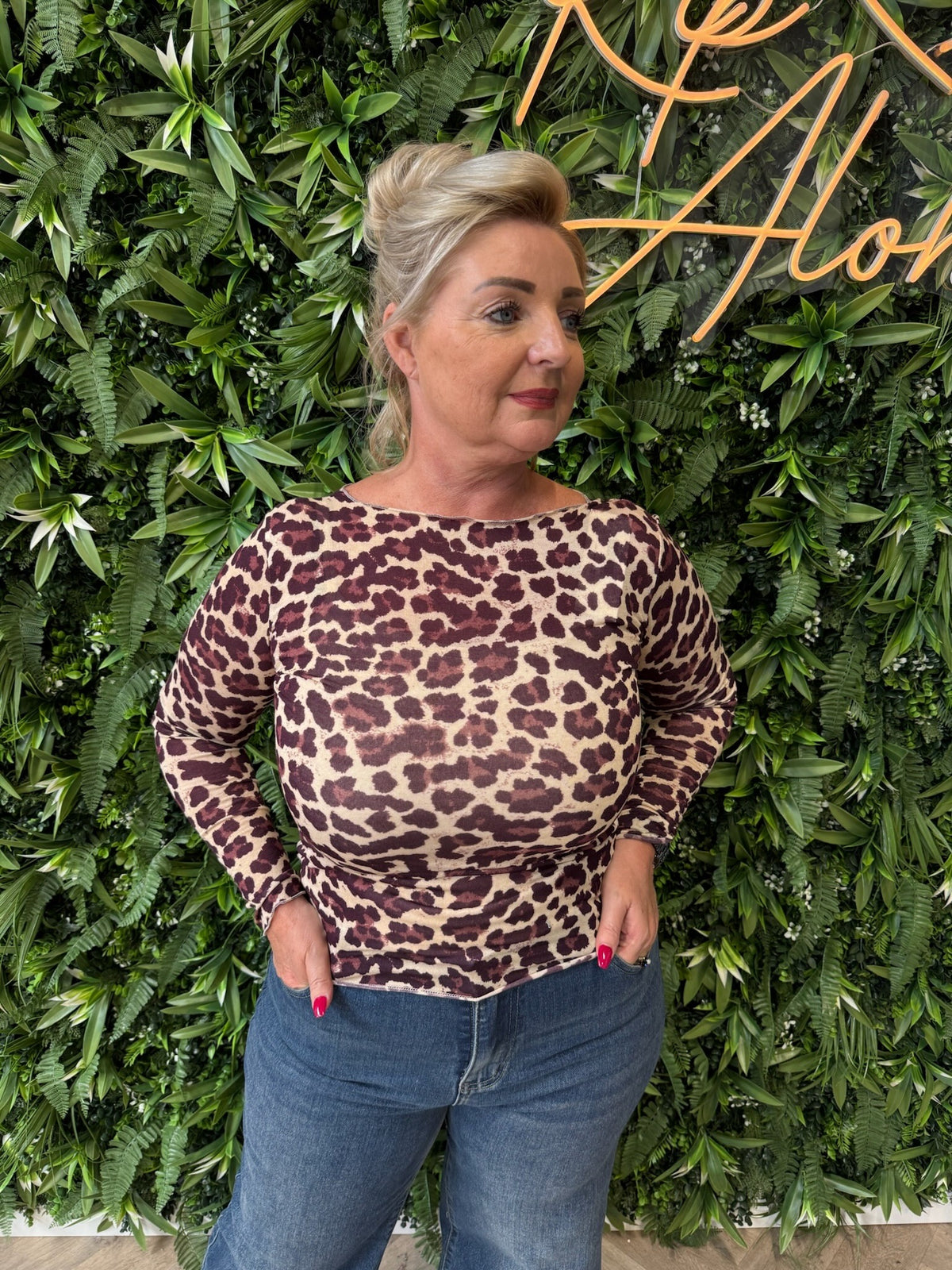 Mesh top panterprint paars