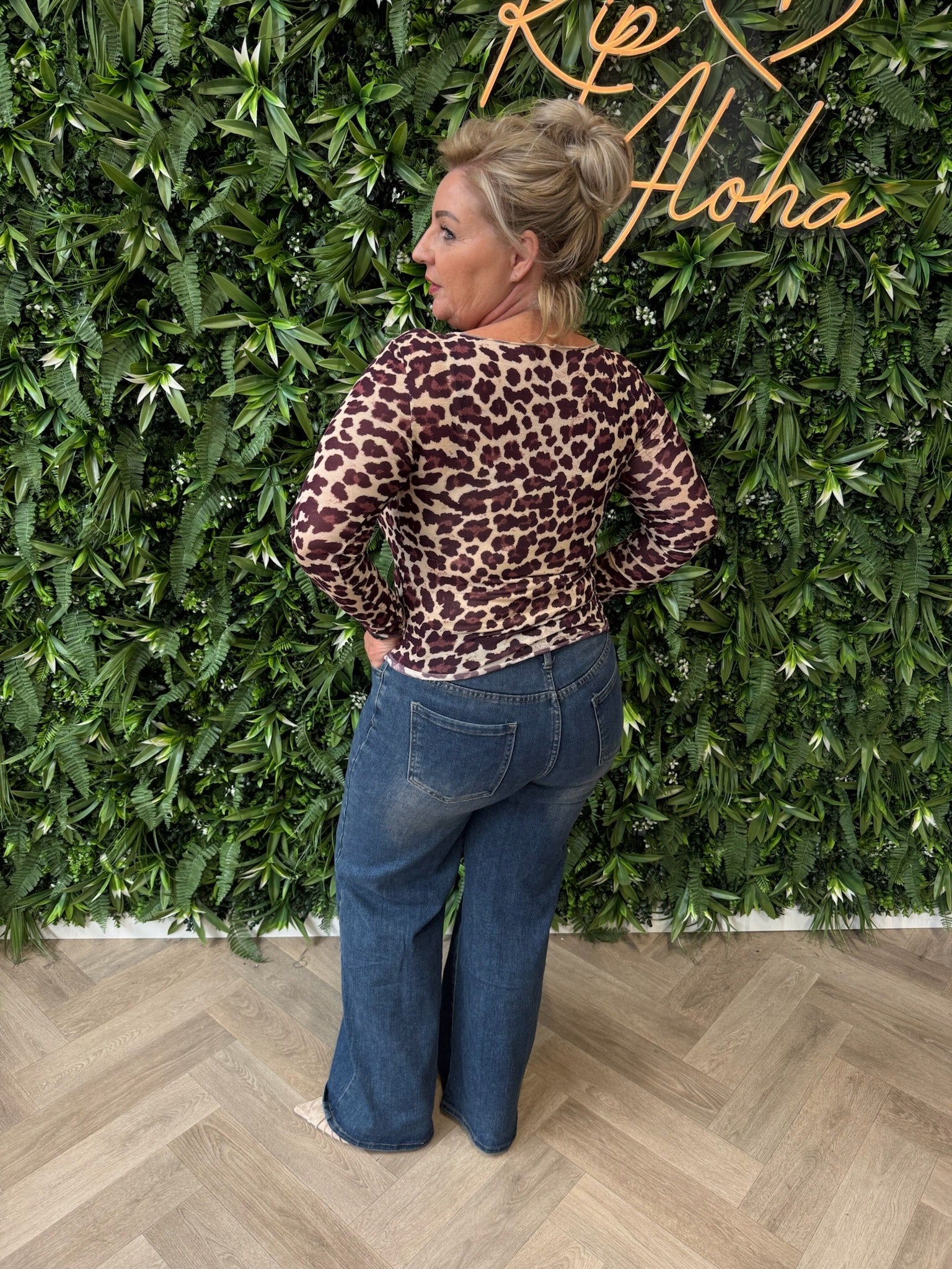 Mesh top panterprint paars