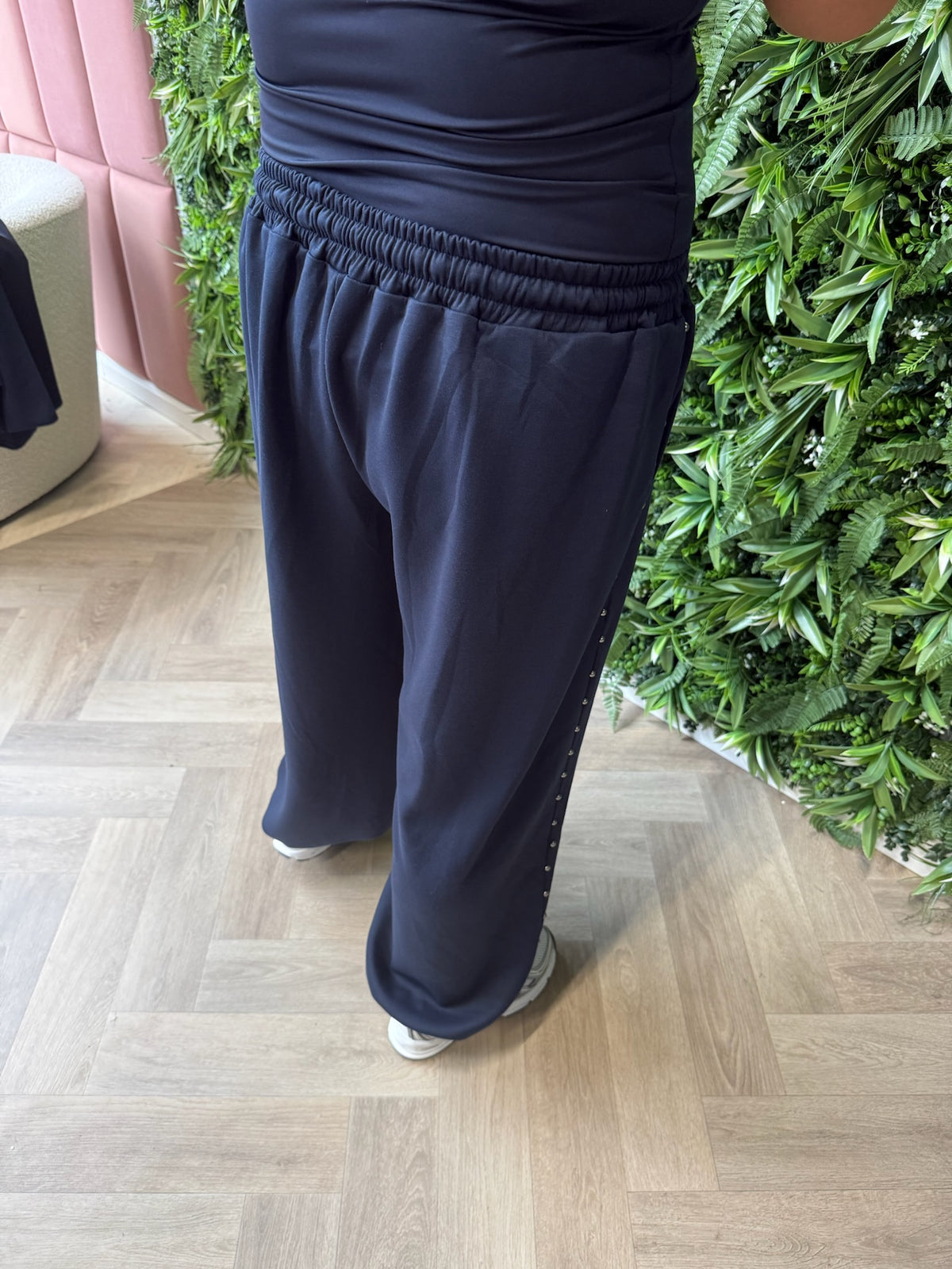 Comfy broek met studs detail marineblauw