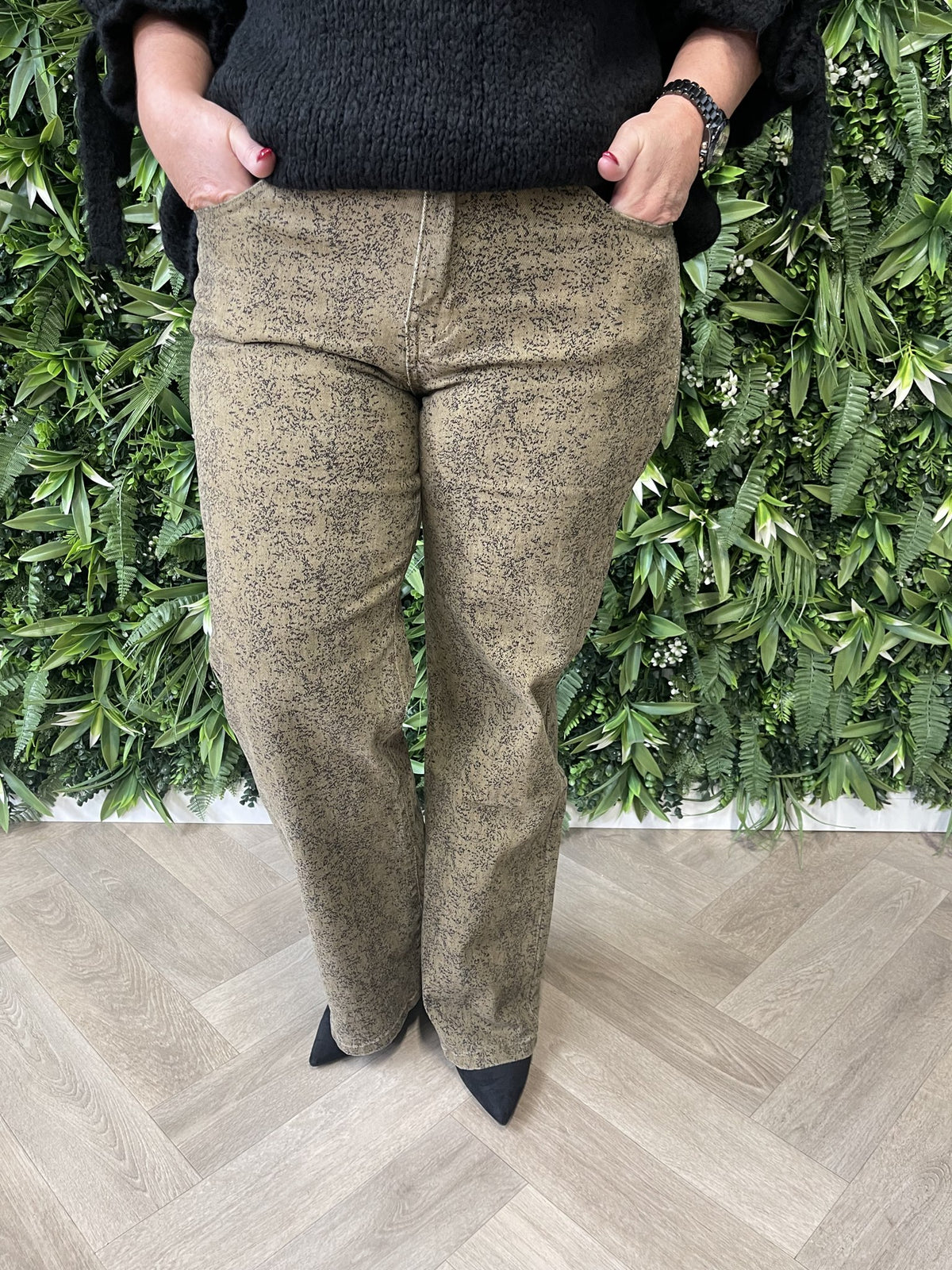 G-smack wide leg jeans gevlekt bruin