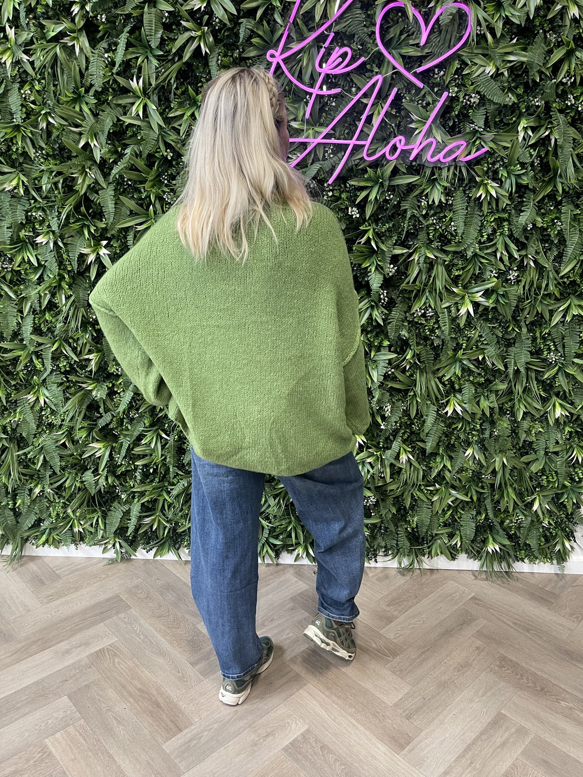 Gebreide trui turtle neck pofmouwen groen