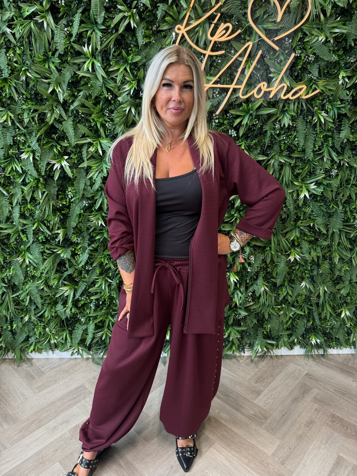 Vest met sjaalkraag bordeaux