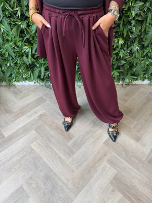 Comfy broek met studs detail aubergine