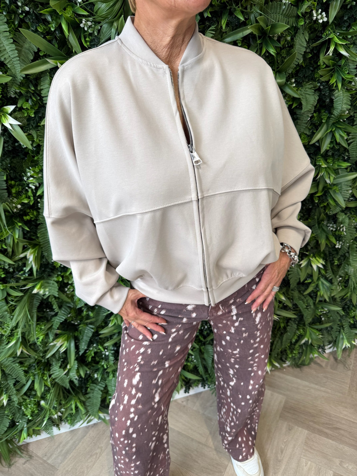 Bomber vest met rits beige