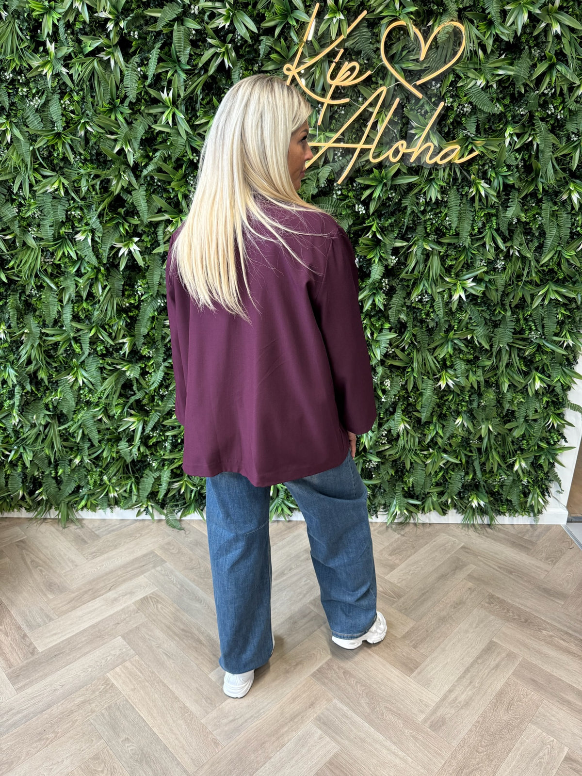 Blazer 3/4e mouwen met hartjes bordeaux