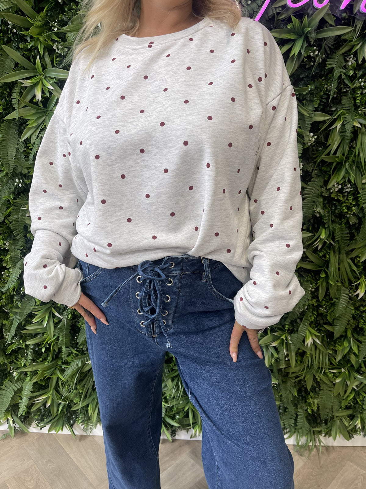 Sweater dots Bisous lichtgrijs