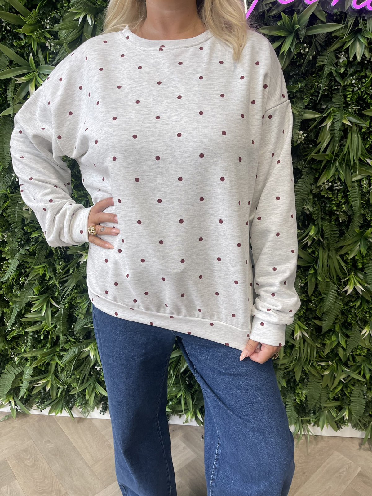 Sweater dots Bisous lichtgrijs
