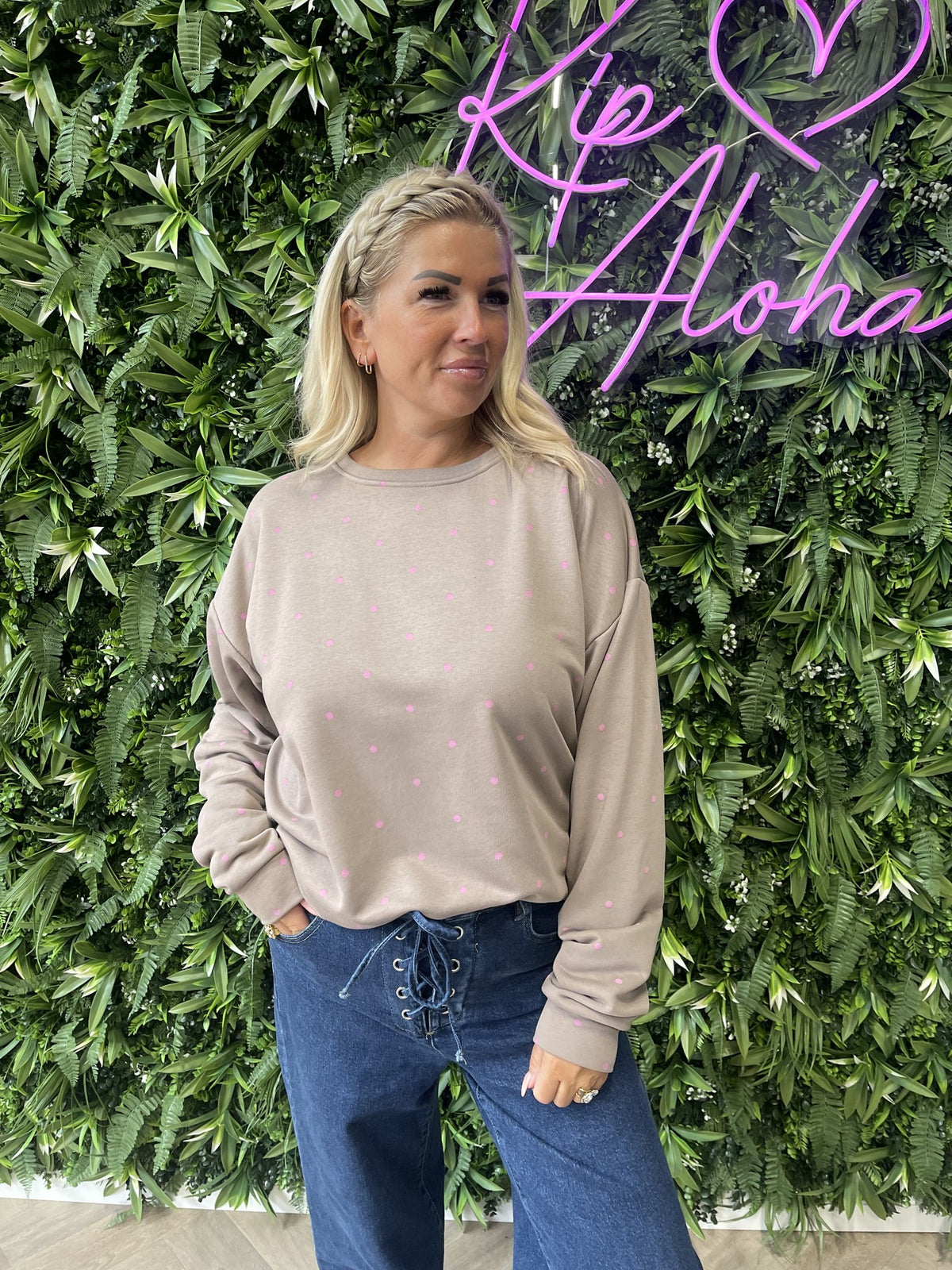 Sweater dots Bisous taupe