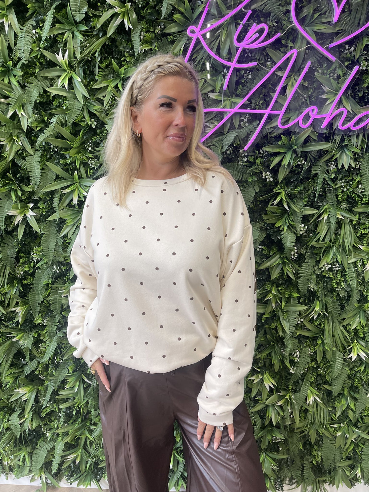 Sweater dots Bisous beige
