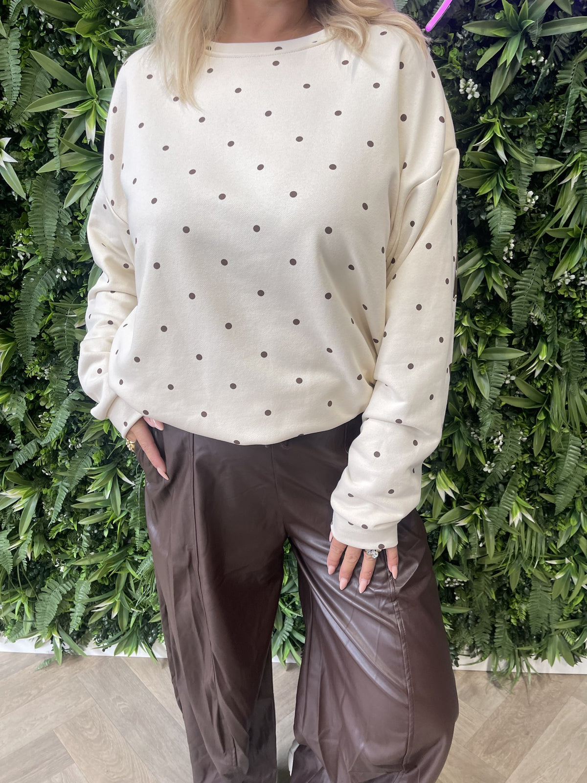 Sweater dots Bisous beige
