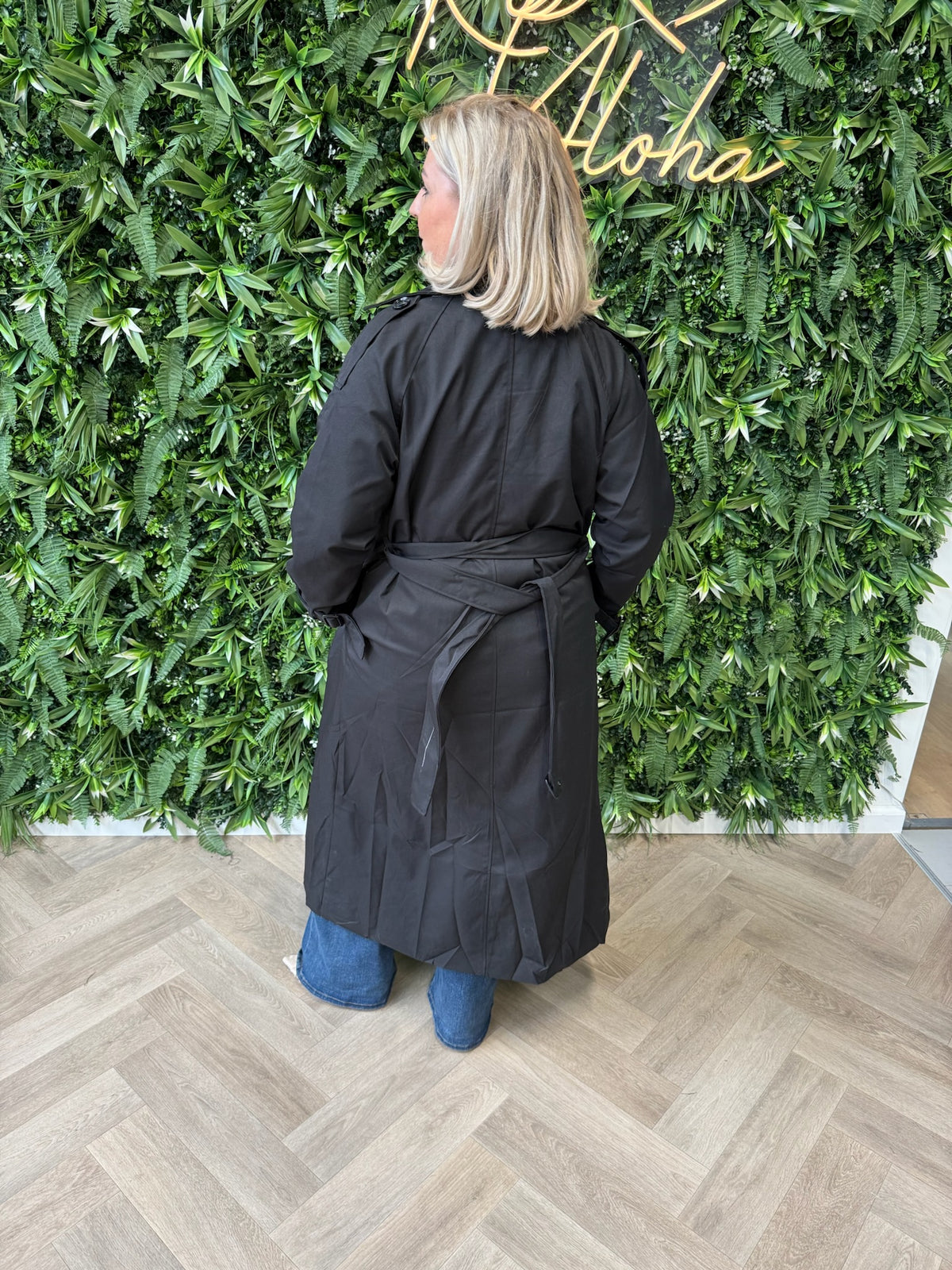 Lange trenchcoat zwart