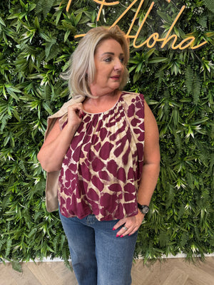 Top mouwloos giraffe print cyclaam