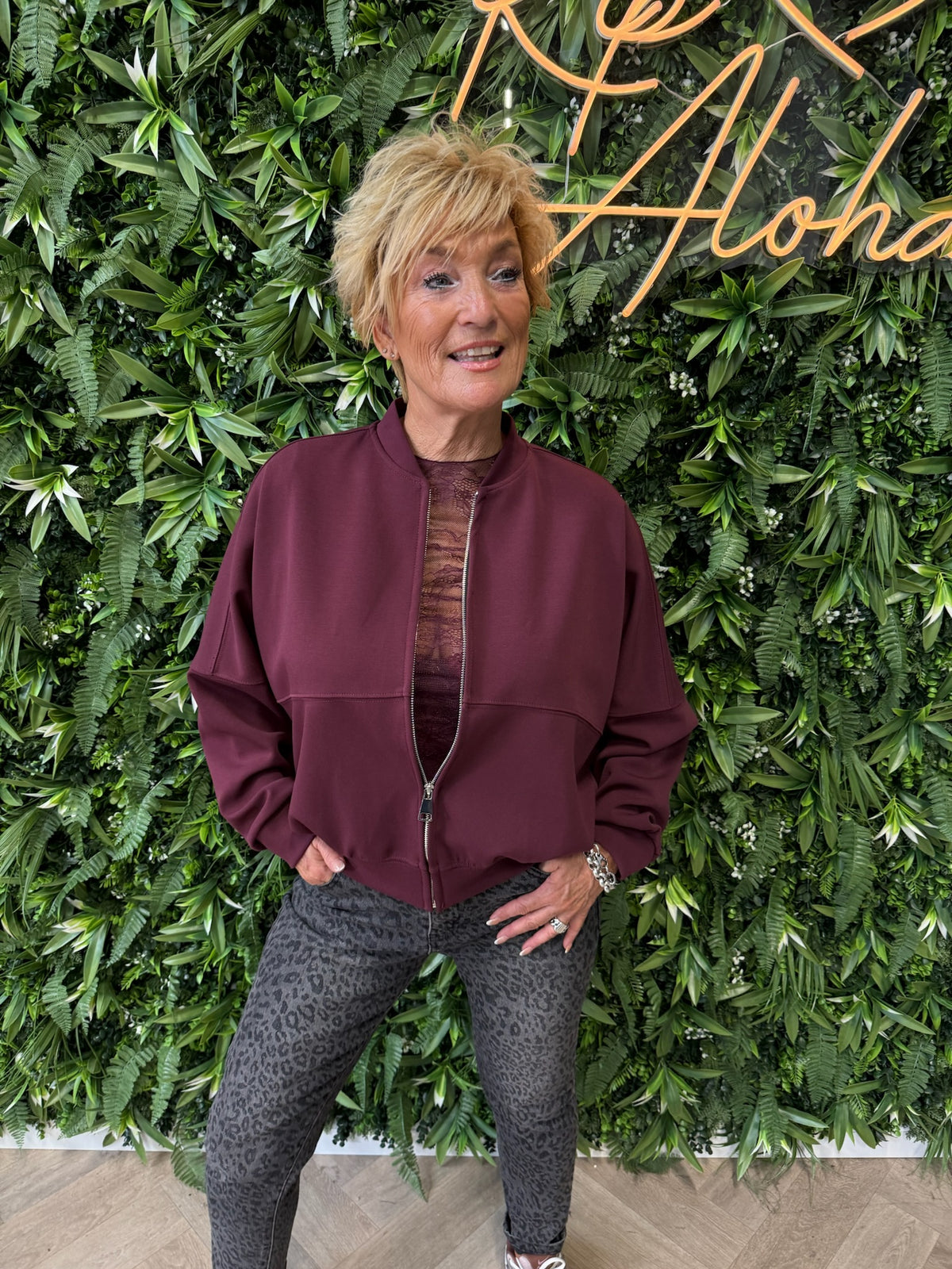 Bomber vest met rits bordeaux