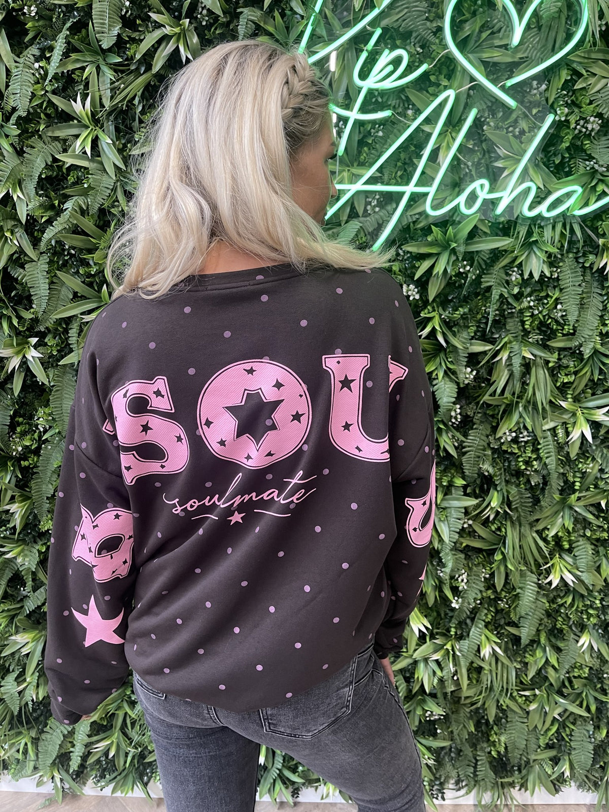 Sweater dots Bisous donkerbruin