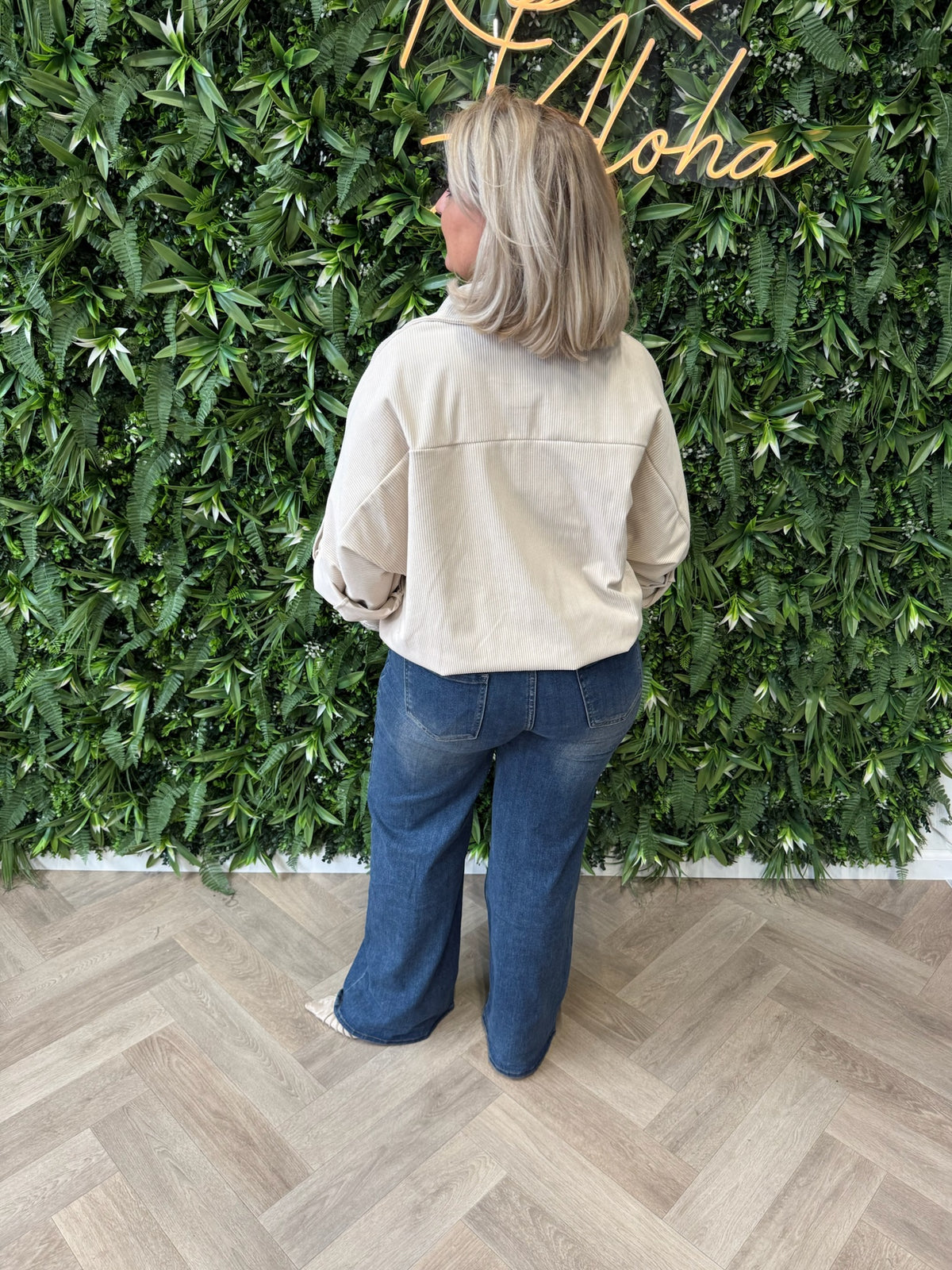 Corduroy blouse met zakken creme