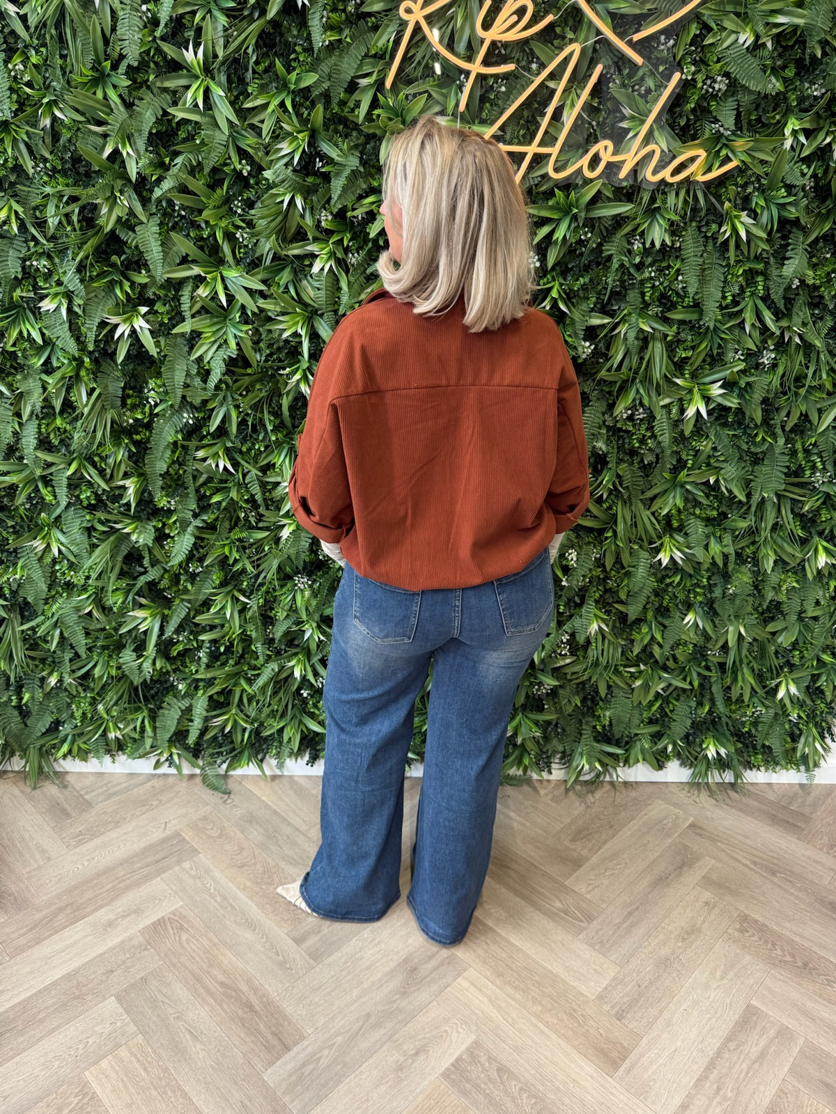Corduroy blouse met zakken brique