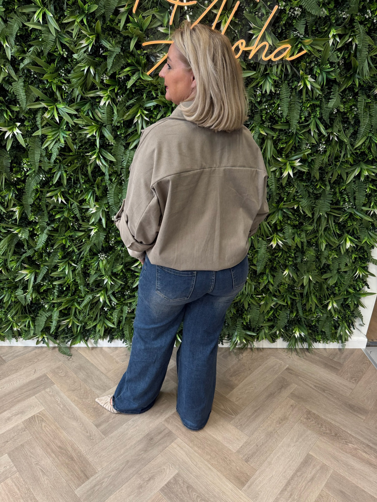 Corduroy blouse met zakken taupe