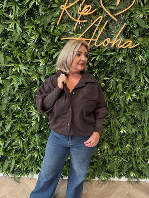 Corduroy blouse met zakken donkerbruin