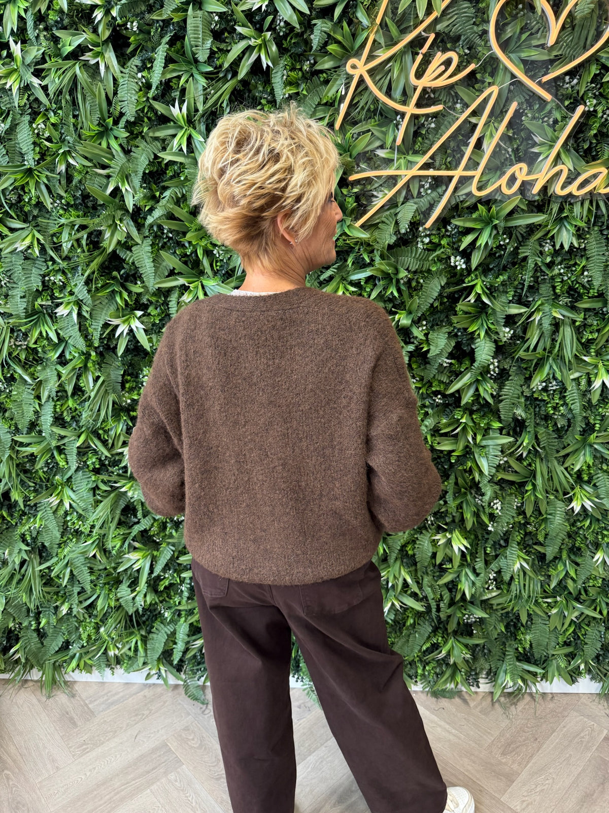 Gebreid vest oversized donkerbruin