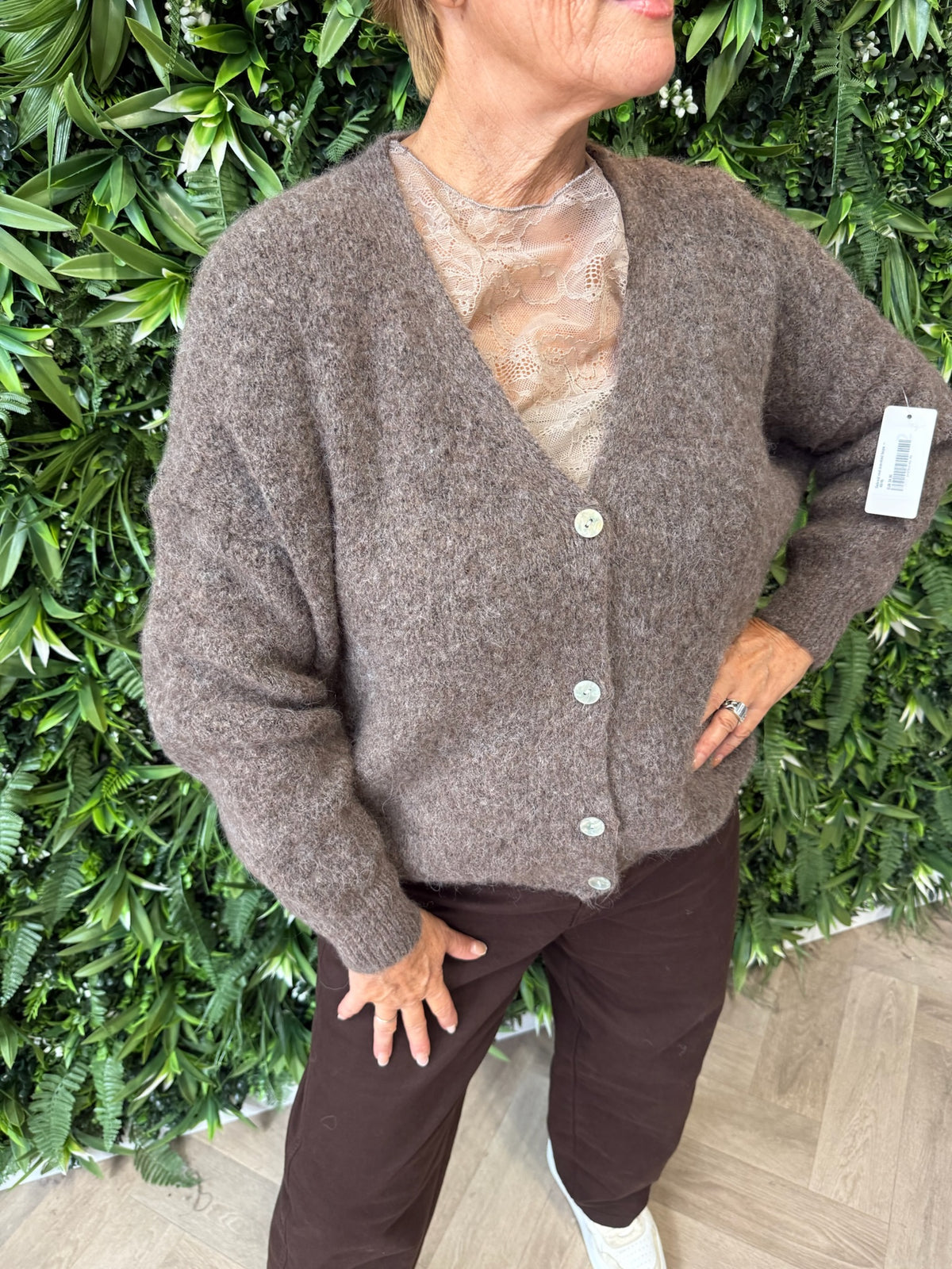 Gebreid vest oversized taupe
