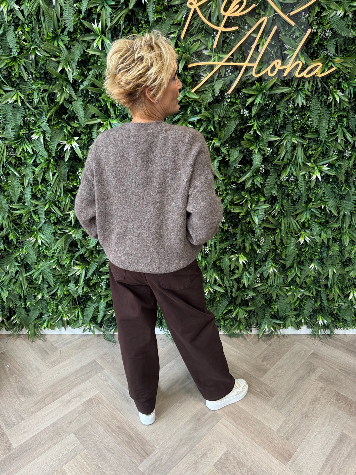 Gebreid vest oversized taupe