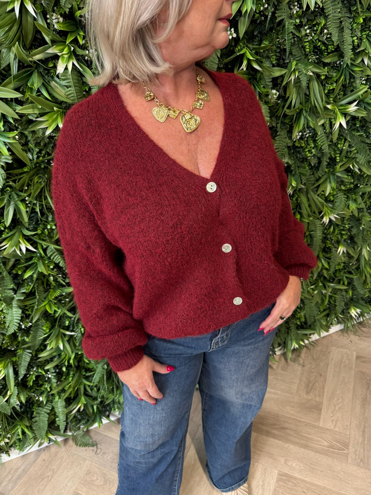 Gebreid vest oversized bordeaux