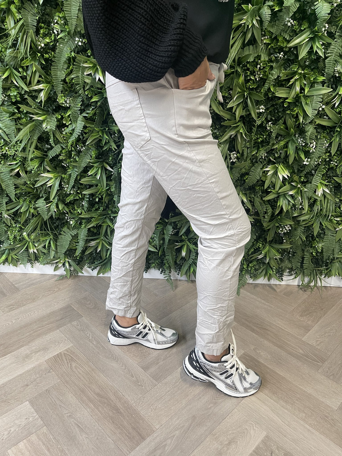 Stretchbroek uni beige