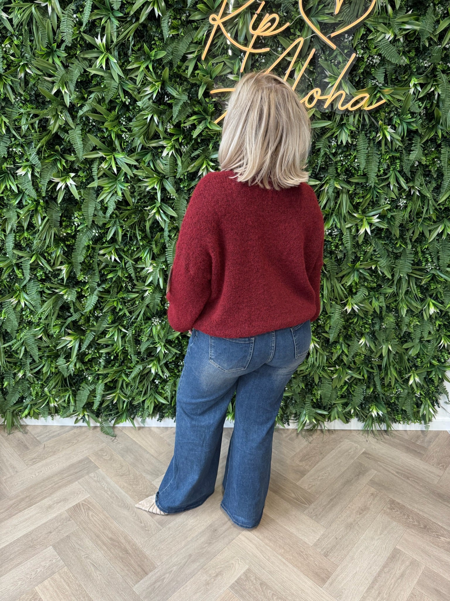 Gebreid vest oversized bordeaux