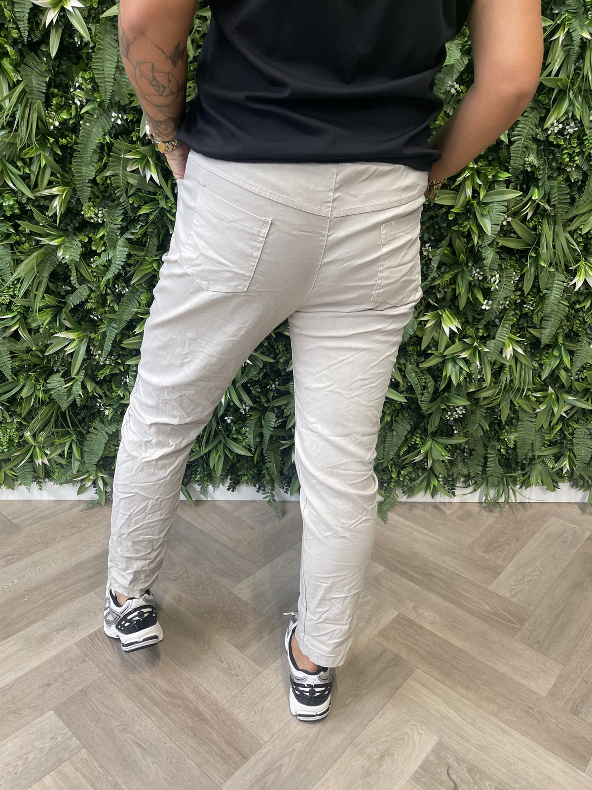 Stretchbroek uni beige