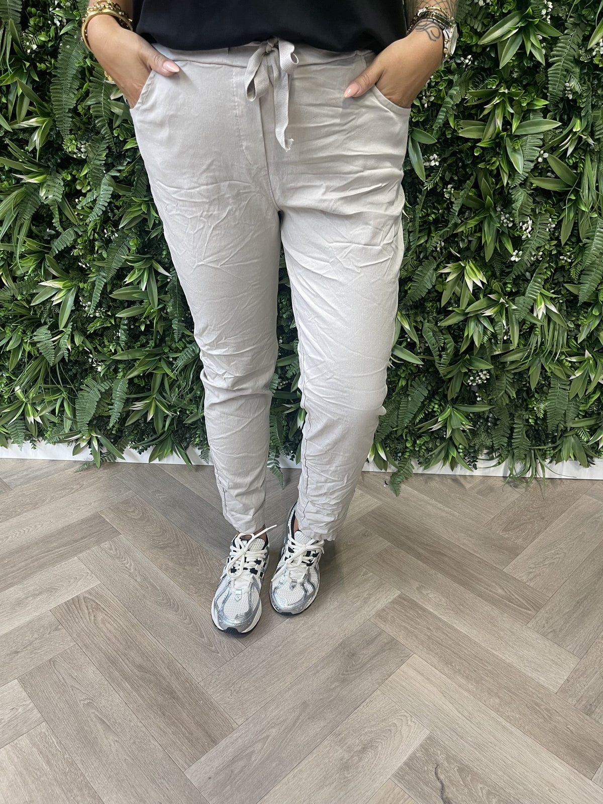 Stretchbroek uni beige