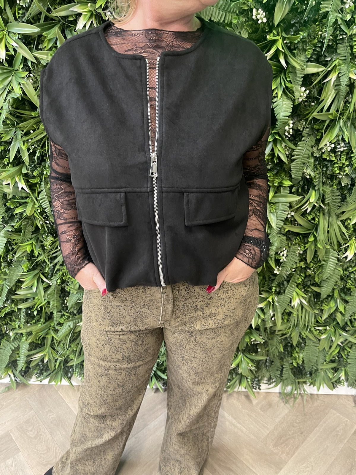 Suedelook gilet zwart