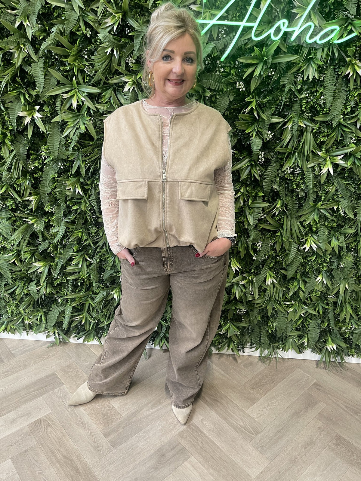 Suedelook gilet beige