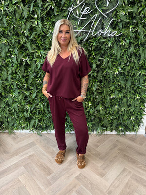 Tweedelig jogger set uni bordeaux